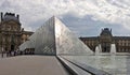 Louvre pyramid entrance to this famous museum. France. June 21, 2012