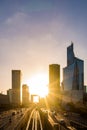 Paris LaDefense at sunset - La Defense Royalty Free Stock Photo