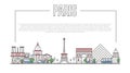 Paris landmark panorama in linear style