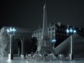 Paris landmarks background. 3d rendering