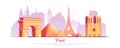 Paris landmarks, France city skyline background