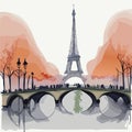 Paris landscape, Eiffel Tower landscape. Royalty Free Stock Photo