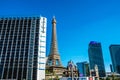 Paris Las Vegas Hotel and Casino and the copy of the Eiffel Tower. Scenic view of Las Vegas Royalty Free Stock Photo