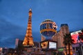 Paris Las Vegas Hotel & Casino night lights exterior view Royalty Free Stock Photo