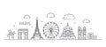 Paris Line drawing Paris illustration in line style on white background