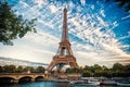 Eiffel Tower at sunset in Paris, France. Romantic travel background. Royalty Free Stock Photo