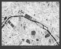 Paris Map - abstract monochrome design for interior posters, wallpaper, wall art, or other printing products.