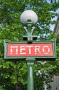 Paris metro entrance sign