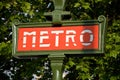 Paris metro entrance sign Royalty Free Stock Photo