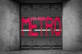 Paris Metro entry sign located in the Latin Quarter. Royalty Free Stock Photo