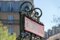 Paris Metro Metropolitain Sign liberty style detail Royalty Free Stock Photo