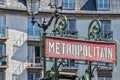 Paris Metro Metropolitain Sign liberty style detail Royalty Free Stock Photo