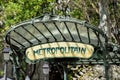 Paris Metro Metropolitain Sign liberty style detail Royalty Free Stock Photo