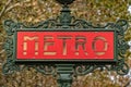 Paris Metro Metropolitain Sign liberty style Royalty Free Stock Photo