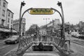 Paris Metro Metropolitain Sign Pere Lechese Cemetery Royalty Free Stock Photo