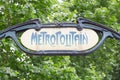 Paris metro, old subway sign Royalty Free Stock Photo