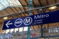 Paris metro and RER direction sign Royalty Free Stock Photo