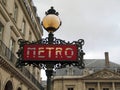 Paris Metro sign on a gray day Royalty Free Stock Photo