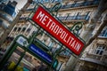 Paris Metro street sign at Notre-Dame-des-Champs Royalty Free Stock Photo