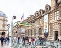 Paris metro subway entry fronting the Louvre Museum. Paris. France