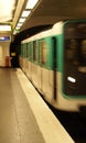 A Paris Metro train arrives Royalty Free Stock Photo