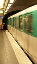 A Paris Metro train arrives Royalty Free Stock Photo