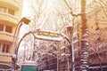 Paris metropolitan metro station covered with snow