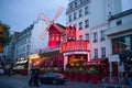 Paris, Moulin Rouge in evening Royalty Free Stock Photo