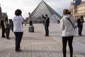 Paris, Musee du Louvre, piramid. Royalty Free Stock Photo