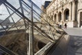 Paris, Musee du Louvre, piramid. Royalty Free Stock Photo