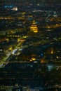 Paris at night : Rue de l\'Ulm leading to the PanthÃ©on monument and the Arc de Triomphe in Paris at night Royalty Free Stock Photo