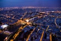 Paris at night seen from 300 m above ground Royalty Free Stock Photo