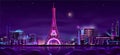 Paris night streets cartoon vector background Royalty Free Stock Photo