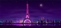 Paris night streets cartoon vector background Royalty Free Stock Photo