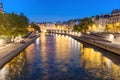 Paris at night - sunset over Seine river Royalty Free Stock Photo