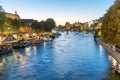 Paris at night - sunset over Seine river Royalty Free Stock Photo