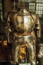 Close-up of original medieval armor in the Army Museum of the Palace Les Invalides in Paris.