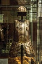 Close-up of original medieval armor in the Army Museum of the Palace Les Invalides in Paris.