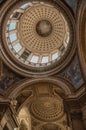 Inside view of the colorful and richly decorated Pantheon dome and ceiling in Paris. Royalty Free Stock Photo