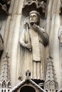 Paris, Notre-Dame cathedral, portal of the Virgin, the archivolts are populated by the Heavenly Court Royalty Free Stock Photo