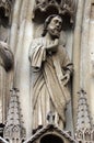 Paris, Notre-Dame cathedral, portal of the Virgin, the archivolts are populated by the Heavenly Court Royalty Free Stock Photo