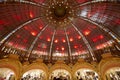 Galeries Lafayette dome interior with red lights in Paris Royalty Free Stock Photo