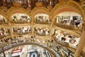 Galeries Lafayette interior with ancient arcade, high angle view in Paris