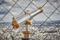 Paris observation point .Metal telescope Royalty Free Stock Photo