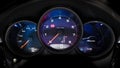 Modern digital dashboard gauges inside the new Porsche Macan car showcased at the Paris Motor Show Royalty Free Stock Photo