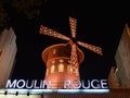 PARIS - OCT 29: The Moulin Rouge by night, on October 27, 2012 in Paris, France. Moulin Rouge is a famous cabaret built in 1889, Royalty Free Stock Photo