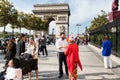 PARIS - OCTOBER 14, 2014: Arc de Triomphe against nice blue sky