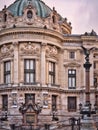 Paris Opera exterior facade and Garnier statue, France