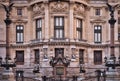 Paris Opera exterior facade and Garnier statue, France