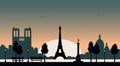 Paris Panaroma, France. Beautiful Paris architecture symbols landscape travel background postcard.